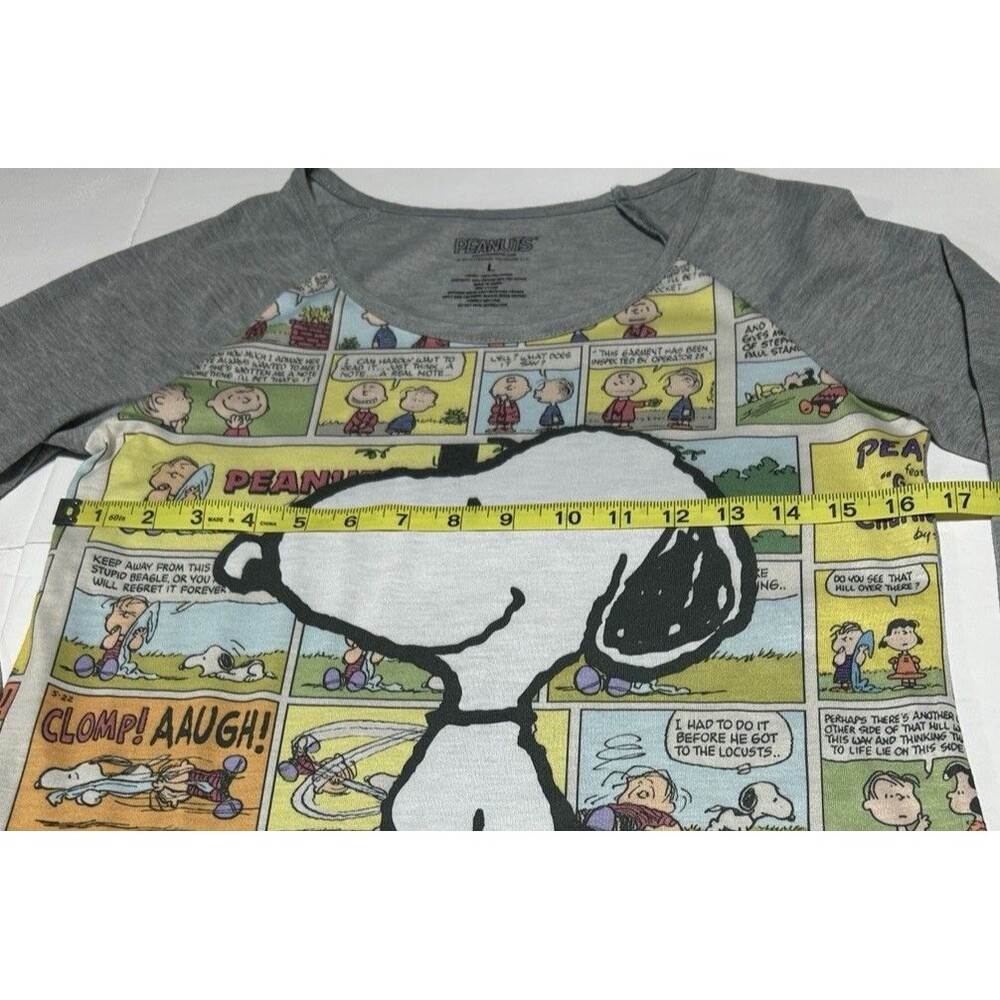 Peanuts Snoopy Comic Strip Graphic Gray Long Sleeve T-Shirt Women's Size Large - Picture 4 of 6